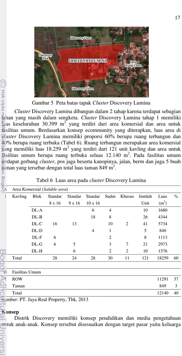 Gambar 5  Peta batas tapak Cluster Discovery Lumina 