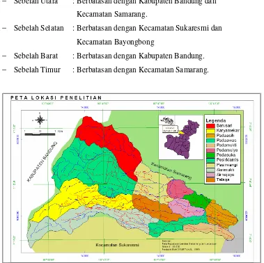 Gambar 1. Peta Lokasi Penelitian  di Kecamatan Pasirwangi, Kabupaten Garut 
