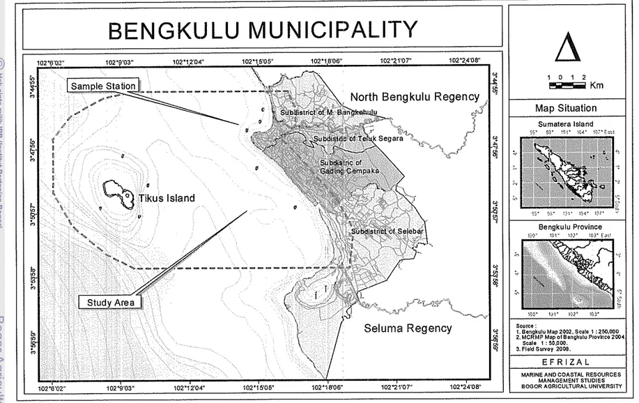 Figure 3. Study area at Bengkulu Municipality, Bengkulu Province. 