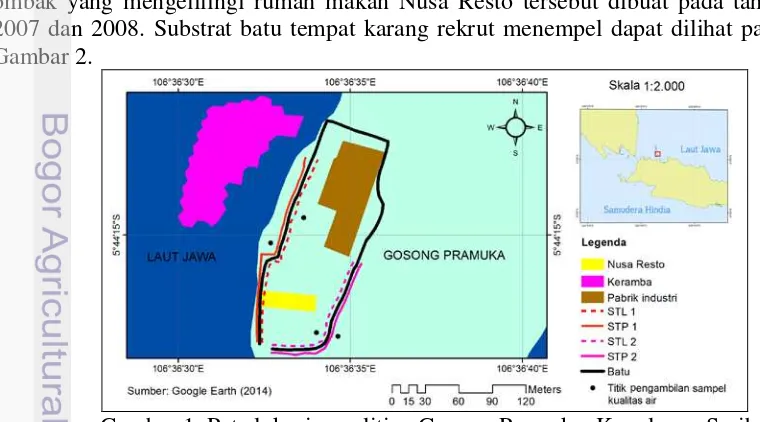 Gambar 1  Peta lokasi penelitian Gosong Pramuka, Kepulauan Seribu ,                   DKI Jakarta 