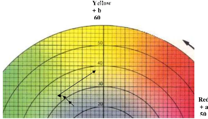Gambar 18. Perubahan warna (nilai a dan b) buah jambu biji  pada + a 