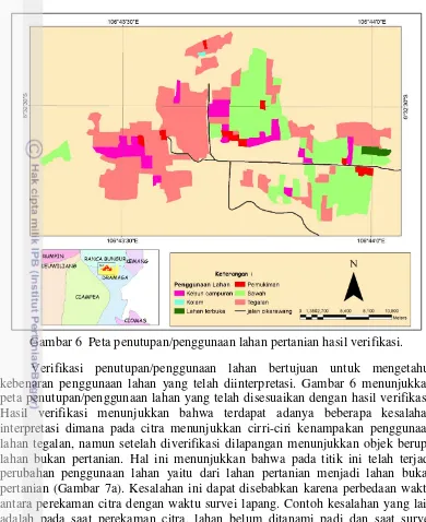 Gambar 6  Peta penutupan/penggunaan lahan pertanian hasil verifikasi. 