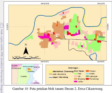 Gambar 10  Peta petakan blok tanam Dusun 2, Desa Cikarawang. 