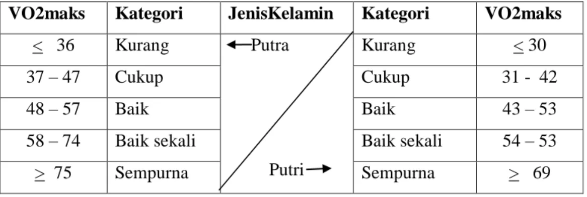Tabel 3.2  Kategori  VO2 maks 
