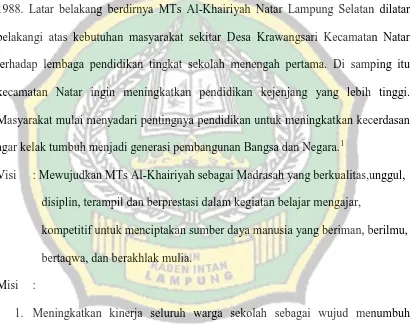 Gambaran Umum MTs Al-Khairiyah Natar Lampung Selatan 