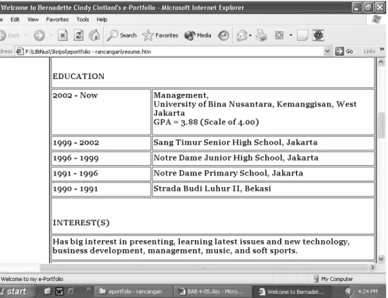 Gambar 4.13 Tampilan e-Portfolio -  Resume (lanjutan ke 2) 