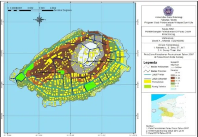 Gambar 4.9 Peta Persebaran Permukiman Tahun  2010 Pulau Doom Kota Sorong 