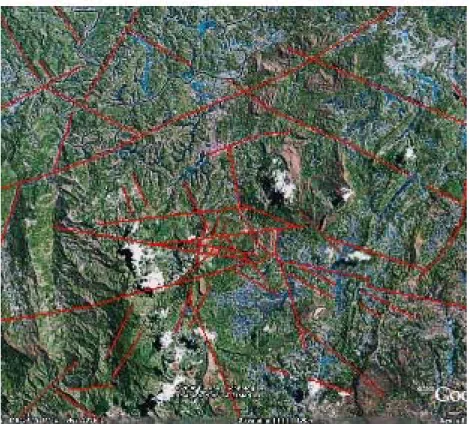 Gambar 3. Analisa Struktur pada Citra Landsat daerah Makale (Sumber : GoogleEarth) 