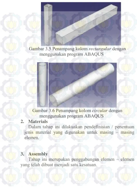 Gambar 3.5 Penampang kolom rectangular dengan  menggunakan program ABAQUS 