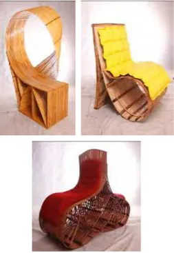 Gambar 1.1  Pengembangan desain kursi rotan dan bambu  ( Sumber : penelitian SIDA Jatim, 2013) 