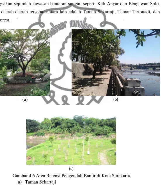 Gambar 4.6 Area Retensi Pengendali Banjir di Kota Surakarta  a)  Taman Sekartaji 