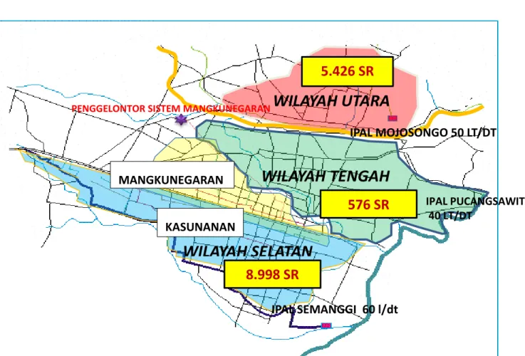 Gambar 1.1 Peta Pelayanan Sistem Air Limbah Terpusat Kota Surakarta  Sumber Data : UPL PDAM Kota Surakarta 