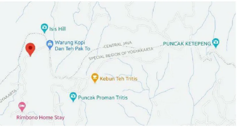 Gambar 3.1 peta lokasi desa wisata nglinggo 