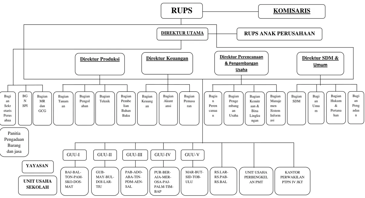 Gambar 2.1 Struktur Organisasi PT Perkebunan Nusantara IV  (Persero) 