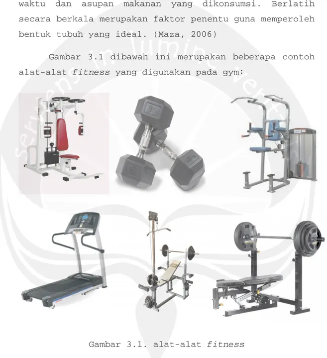 Gambar 3.1 dibawah ini merupakan beberapa contoh alat-alat fitness yang digunakan pada gym: