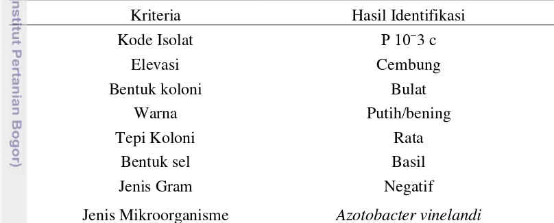 Tabel 8  Hasil identifikasi mikroorganisme pelarut P (MoPP) 