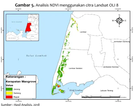 Gambar 6. Analisis Kerapatan Tajuk Mangrove di Desa Lembar dan Lembar Selatan 
