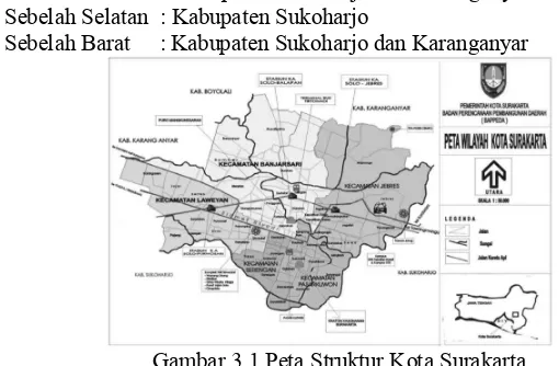 Gambar 3.1 Peta Struktur Kota Surakarta 