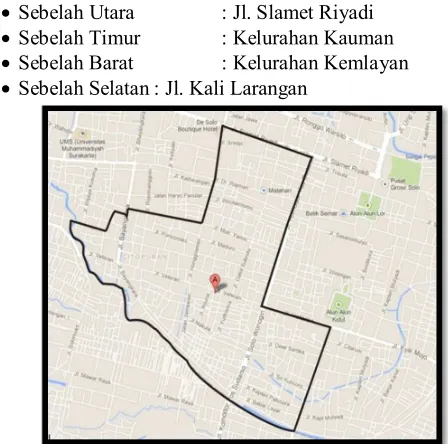 Gambar 3.2 Peta Struktur Kecamaatan Serengan  Sumber : Peraturan Daerah Kota Surakarta nomor 12 tahun 2010   