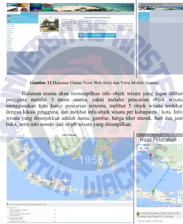 Gambar 12 Halaman Utama Versi Web (kiri) dan Versi Mobile (kanan) 