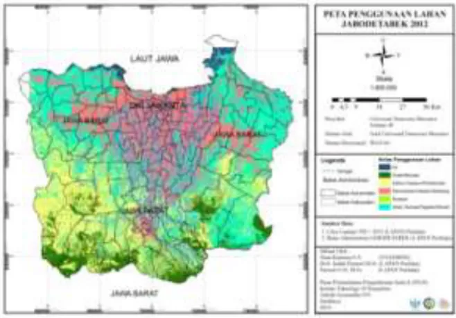 Gambar 3. Hasil Pengolahan Citra Landsat  ETM + 7  tahun 2012 menjadi Peta Penggunaan Lahan 