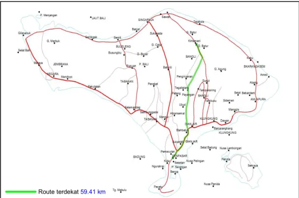 Gambar 11. Analisis jaringan untuk menentukan rute terbaik 