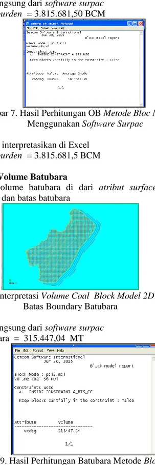 KAJIAN PERHITUNGAN CADANGAN BATUBARA MENGGUNAKAN METODE BLOCK MODEL