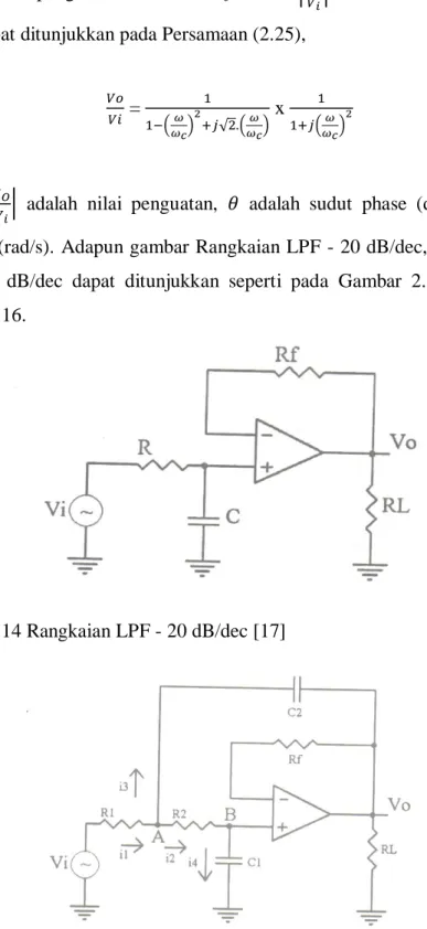 Gambar 2.14 Rangkaian LPF - 20 dB/dec [17] 