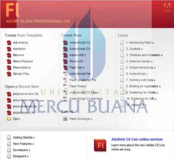 Gambar 2.3 Tampilan Muka Adobe Flash Professional CS5 