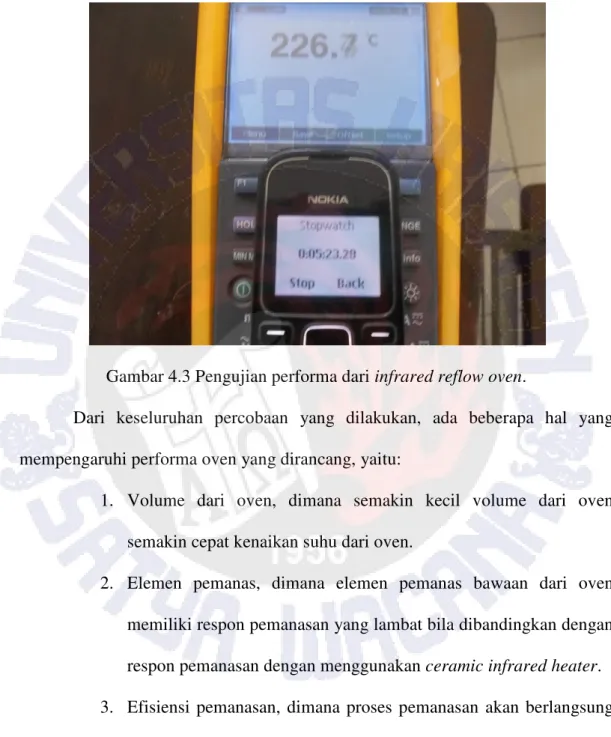Gambar 4.3 Pengujian performa dari infrared reflow oven. 