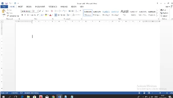 Gambar 2. Hasil screenshot tampilan Ms. Word 2013  2.  Powerpoint 2013 