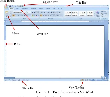 Gambar 11. Tampilan area kerja MS Word 
