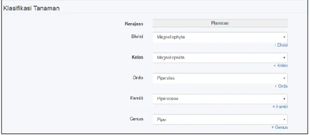 Gambar 5.13. Tampilan option pilihan detail klasifikasi tanaman 