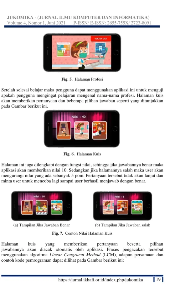 Fig. 5.  Halaman Profesi 