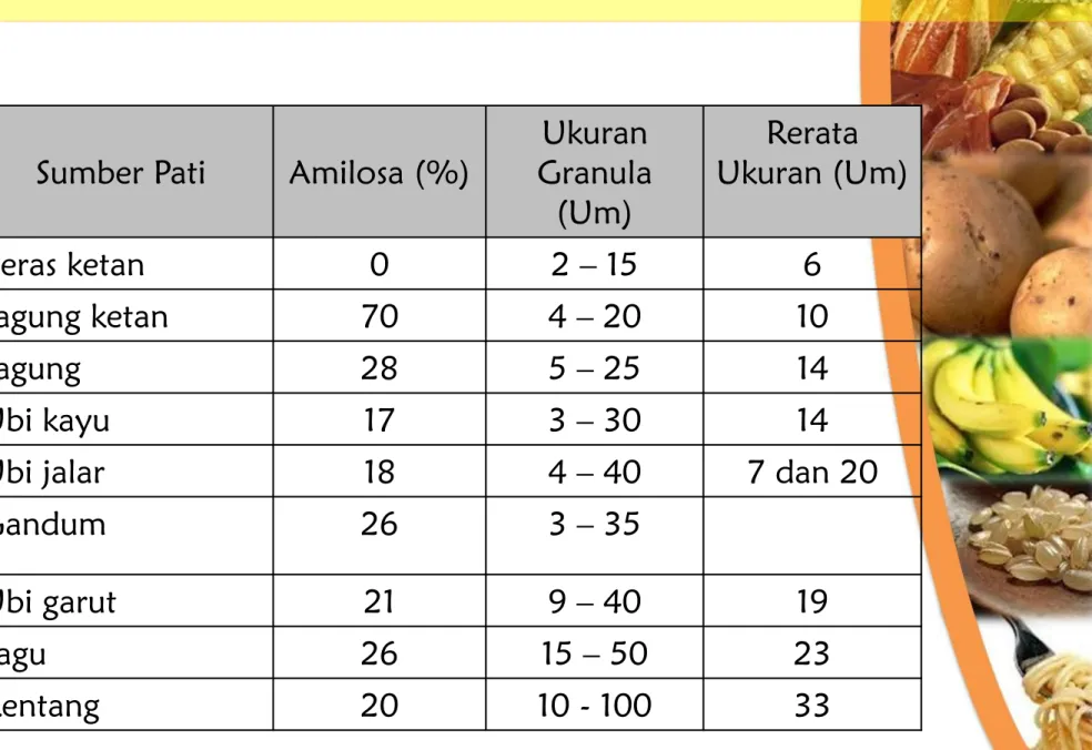 Tabel 4. Karakteristik Beberapa Tepung 