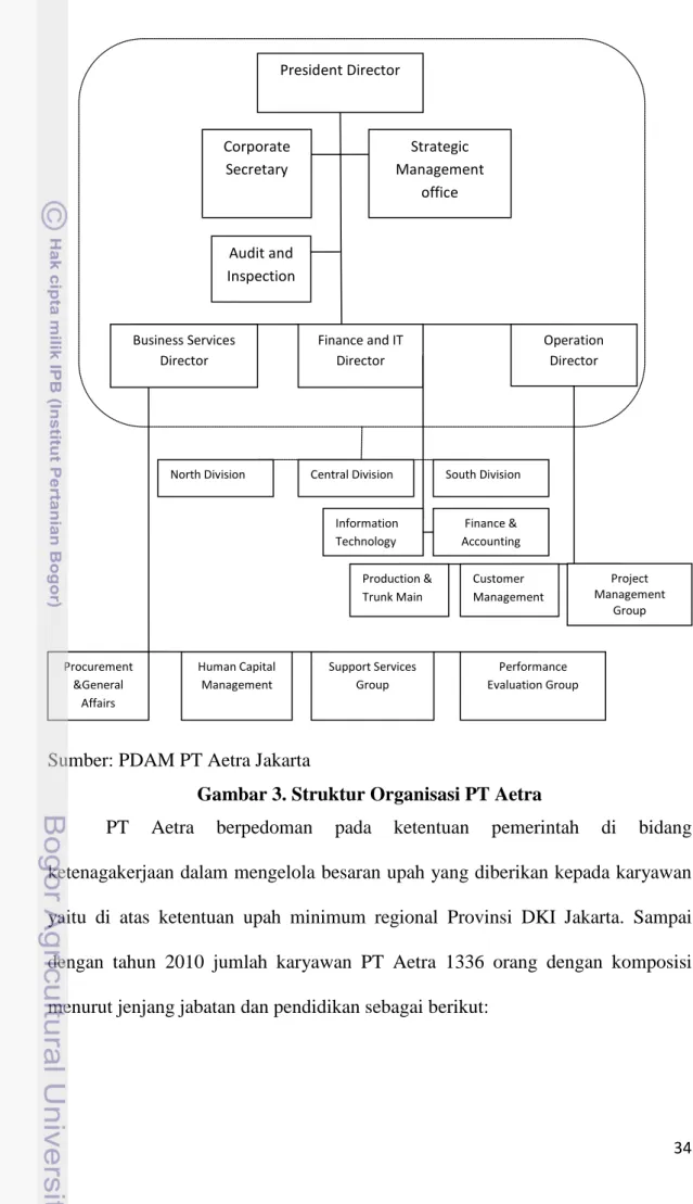 Gambar 3. Struktur Organisasi PT Aetra 