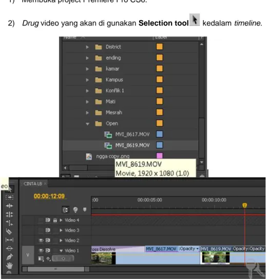 Gambar 4.4Kotak project dan timeline pada Adobe Premiere Pro CS6 