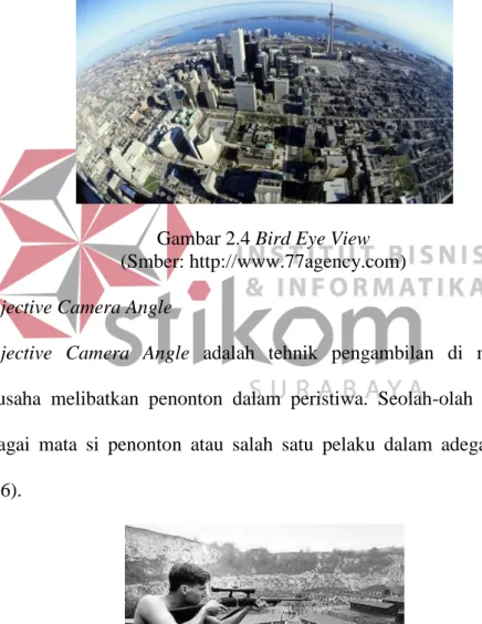 Gambar 2.4 Bird Eye View  (Smber: http://www.77agency.com)  5.  Subjective Camera Angle 