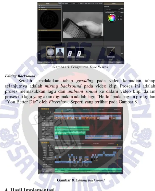 Gambar 7. Pengaturan Tone Warna   Editing Backsound  