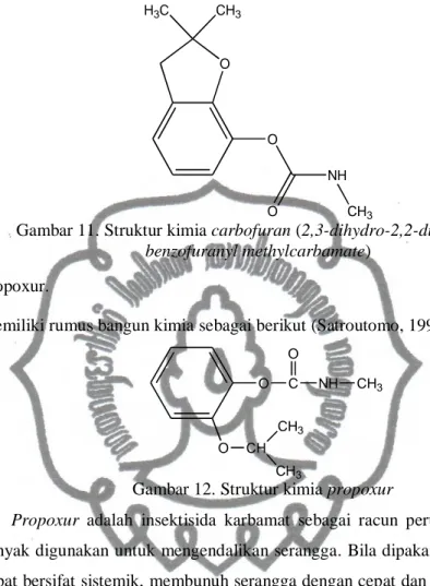 Gambar 11. Struktur kimia carbofuran (2,3-dihydro-2,2-dimethyl-7- (2,3-dihydro-2,2-dimethyl-7-benzofuranyl methylcarbamate) 