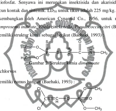 Gambar 2. Struktur kimia dimethoate  3)  Dichlorvos 