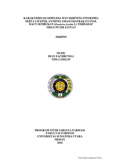 Karakterisasi Simplisia Dan Skrining Fitokimia Serta Uji Efek