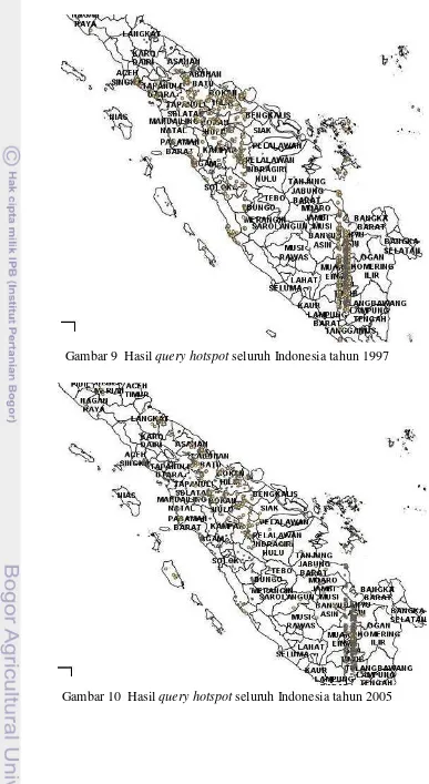 Gambar 9  Hasil query hotspot seluruh Indonesia tahun 1997 
