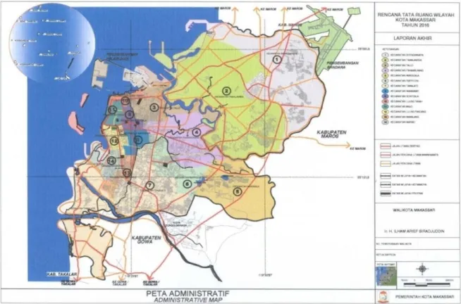 Gambar 4.1 : Peta Wilayah Administrasi Kota Makassar 