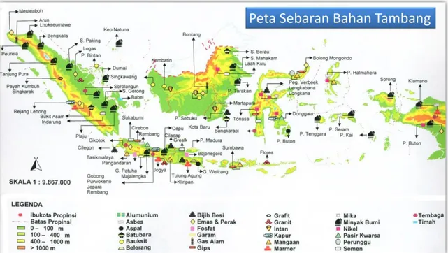 Gambar 10. Peta Sebaran Bahan Tambang di Kepulauan Indonesia     