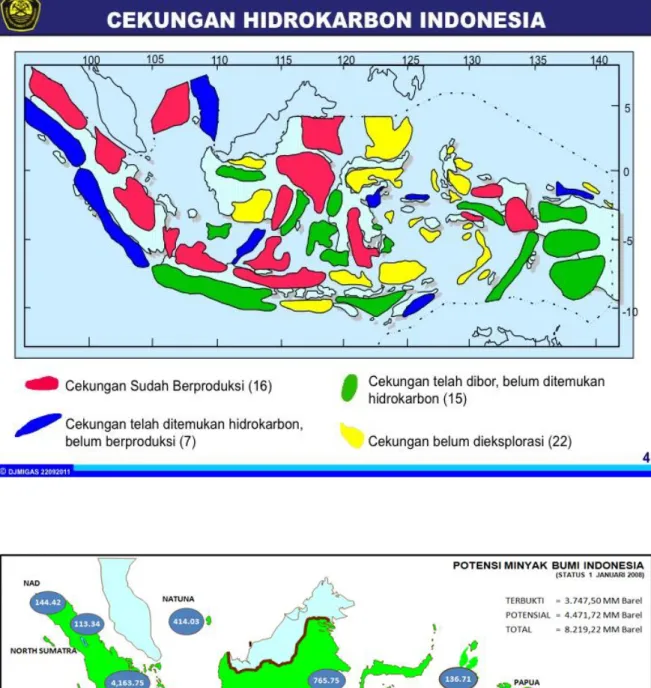 Gambar 11. Peta Sebaran dan Potensi Hidrokarbon (minyakbumi) di Kepulauan Indonesia 