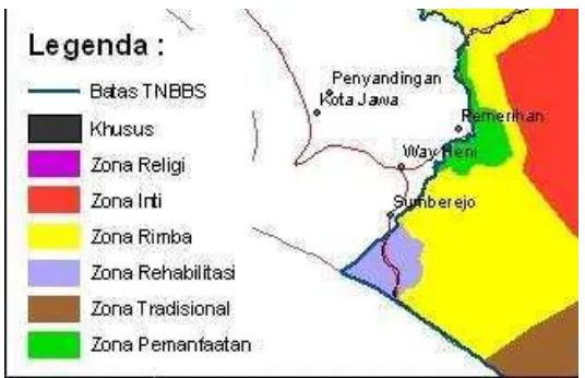 Gambar 1. Peta Taman Nasional Bukit Barisan Selatan. 