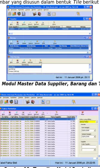 Gambar 11. Modul Master Data Supplier, Barang dan Tipe Barang 