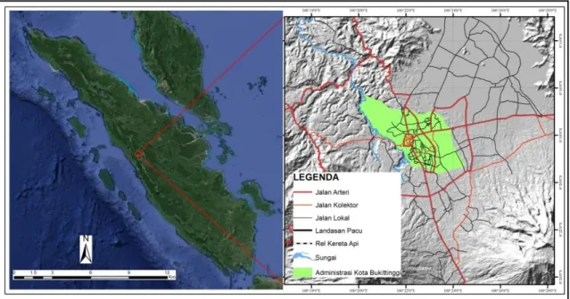 Gambar 1. Peta Lokasi Penelitian Kota Bukittingi Provinsi Sumatera Barat