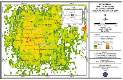 Gambar 3.1 Peta UHI Kota Yogyakarta 12 September 2013 